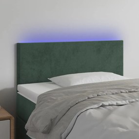 3121365 vidaXL Tăblie de pat cu LED, verde închis, 80x5x78/88 cm, catifea