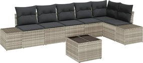 vidaXL Set de canapele pentru grădină 7 pcs Gri deschis poliratan