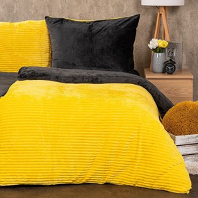 Lenjerie de pat din micro-flanelă 4Home Stripe, galben, 140 x 200 cm, 70 x 90 cm
