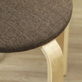 HOMCOM Taburet tapițat în set de 4, stivuibile, suprafață vopsită, picioare din lemn, Maro | Aosom Romania