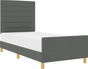 vidaXL Cadru de pat cu headboard Gri închis 100 x 200 cm țesătură