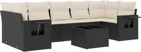 vidaXL Set mobilier de grădină cu perne, 8 piese, negru, poliratan