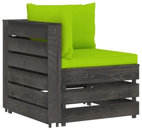 Set mobilier de gradina cu perne, 7 piese, gri, lemn tratat bright green and grey, 7