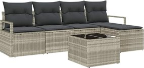 vidaXL Set de canapea cu pernă 6 pcs Gri deschis poliratan