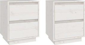 vidaXL Noptiere, 2 buc., alb, 40x35x50 cm, lemn masiv de pin
