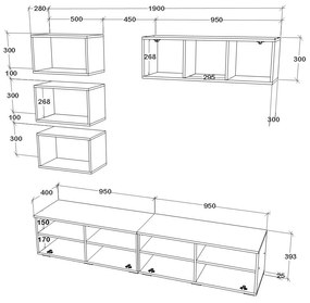 Living haaus V17, Antracit/Stejar Artisan, L 190 cm