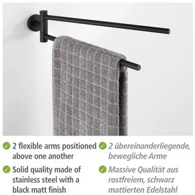 Suport pentru prosoape negru mat autoadeziv din oțel inoxidabil Bosio – Wenko