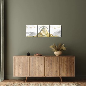 Tablou - Munte auriu (cu ceas) (90x30 cm)
