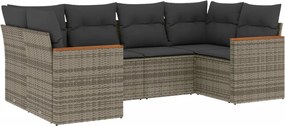 vidaXL Set mobilier grădină cu perne, 6 piese, gri, poliratan
