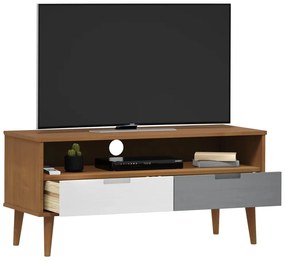 Comoda TV, maro, 106x40x49 cm, lemn masiv de pin 1, Maro