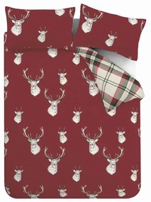 Lenjerie de pat roșie pentru pat dublu, extinsă 230x220 cm Munro Stag Check – Catherine Lansfield