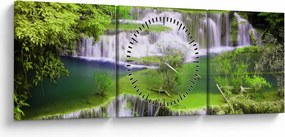 Tablou - Cascada Huay Mae Khamin, Kanchanaburi, Thailanda (cu ceas) (90x30 cm)