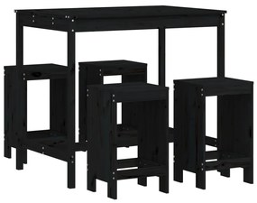 3157749 vidaXL Set mobilier bar de grădină, 5 piese, negru, lemn masiv de pin