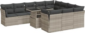 vidaXL Set canapele de grădină cu perne, 11 piese, gri, poliratan