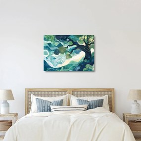 Tablou pe sticlă – Coroană verde a arborelui vieții (70x50 cm)