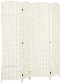 HOMCOM Paravent interior din lemn 4 panouri divizor de cameră pliabil pentru sufragerie dormitor 180 x 180 cm alb | Aosom Romania