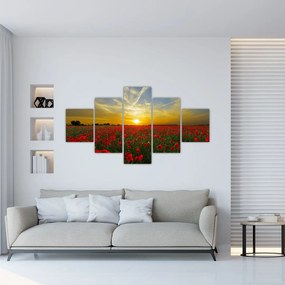 Tablou cu câmp cu maci (125x70 cm), în 40 de alte dimensiuni noi