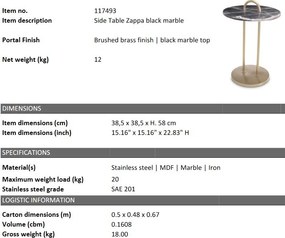 Masuta laterala design LUX cu blat din marmura Zappa