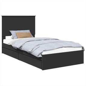 vidaXL Pat cu storage cu headboard Negru 100 x 200 cm Lemn compozit