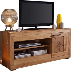 Comodă TV lemn masiv Rustic Home, 130 × 46 × 62,1 cm