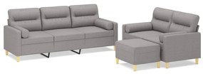 3153785 vidaXL Set canapea perne/perne decorative, 3 piese, gri deschis textil