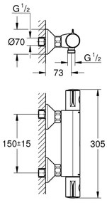GROHE 34558000 - Baterie termostatică de duș GROHTHERM 800 DN 15 crom lucios