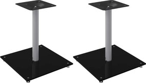 vidaXL Suport difuzor 2 buc, negru/argintiu, sticlă securizată 1 stâlp