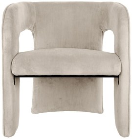 Fotoliu bej cu tapițerie din catifea reiată Vigor – Leitmotiv