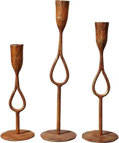 Set 3 suporturi de lumanari, din metal, aspect vintage, Alpha