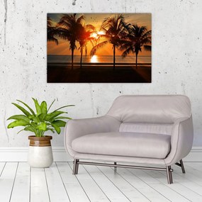 Tablou cu palmier în apus de soare (90x60 cm)