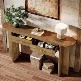 MAM33 - Masa Consola cu colturi rotunjite, 160 cm, masuta hol, living, dining, dormitor - Maro