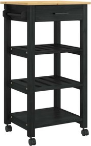 vidaXL Troler de Bucătărie MONZA Negru 48 x 40 x 88,5 cm