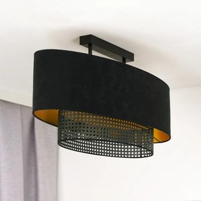 Lustră aplicată Duolla DOUBLE OVAL RATTAN 2xE27/15W/230V negru/ratan
