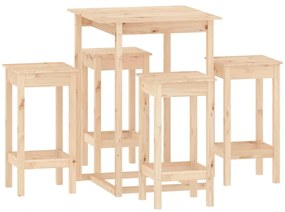 Set mobilier de bar, 5 piese, lemn masiv de pin Maro, 5