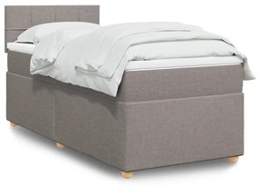 vidaXL Pat box spring cu saltea, gri taupe, 90x200 cm, textil