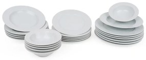 Set de masă, 24 piese, alb/porțelan