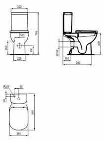 Rezervor pe vas wc Ideal Standard Tempo, alimentare laterala, alb - T427401