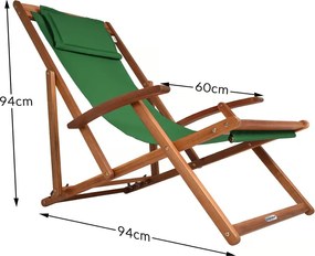 Șezlong de grădină SIENA, 94x60x94cm, verde Casaria