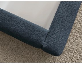 Pat matrimonial albastru închis tapițat cu spațiu de depozitare cu somieră 160x200 cm Orlane – Bobochic Paris