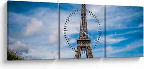 Tablou - Turnul Eiffel (cu ceas) (90x30 cm)