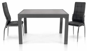 Scaun Emera, structura metalica argintie, piele ecologica - ALB