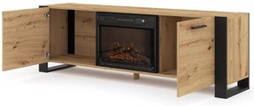 Masă TV cu șemineu Nulakka (Stejar artisan + Negru). 1124968