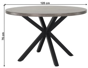 Masa de luat masa, gri carbon   negru, diametru 120 cm, MEDOR