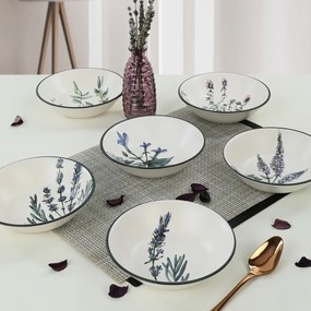 Set de 6 farfurii adânci din gresie ceramică Herbal 18 cm