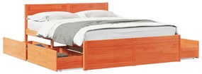 3282344 vidaXL Cadru de pat cu sertare maro ceruit, 160x200 cm, lemn masiv pin