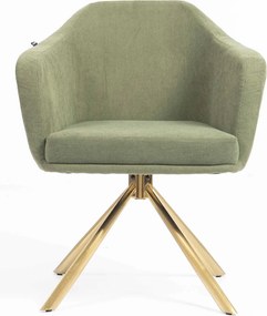 HR832 BAZĂ STEA Scaun Catifea Reiată Premium culoare verde salvie cu Bază Aurie