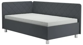 Văliță tapițată EMILE 110x200 cm cu spațiu depozitare și saltea, gri