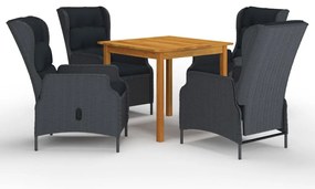 vidaXL Set mobilier de grădină, 5 piese, gri închis