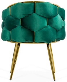 Scaun living verde din catifea cu cadru metalic BUC 251