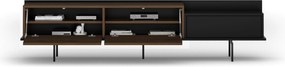 Comodă TV Zenar 200 cm cu picioare metalice și sertar - nuc elegant / negru